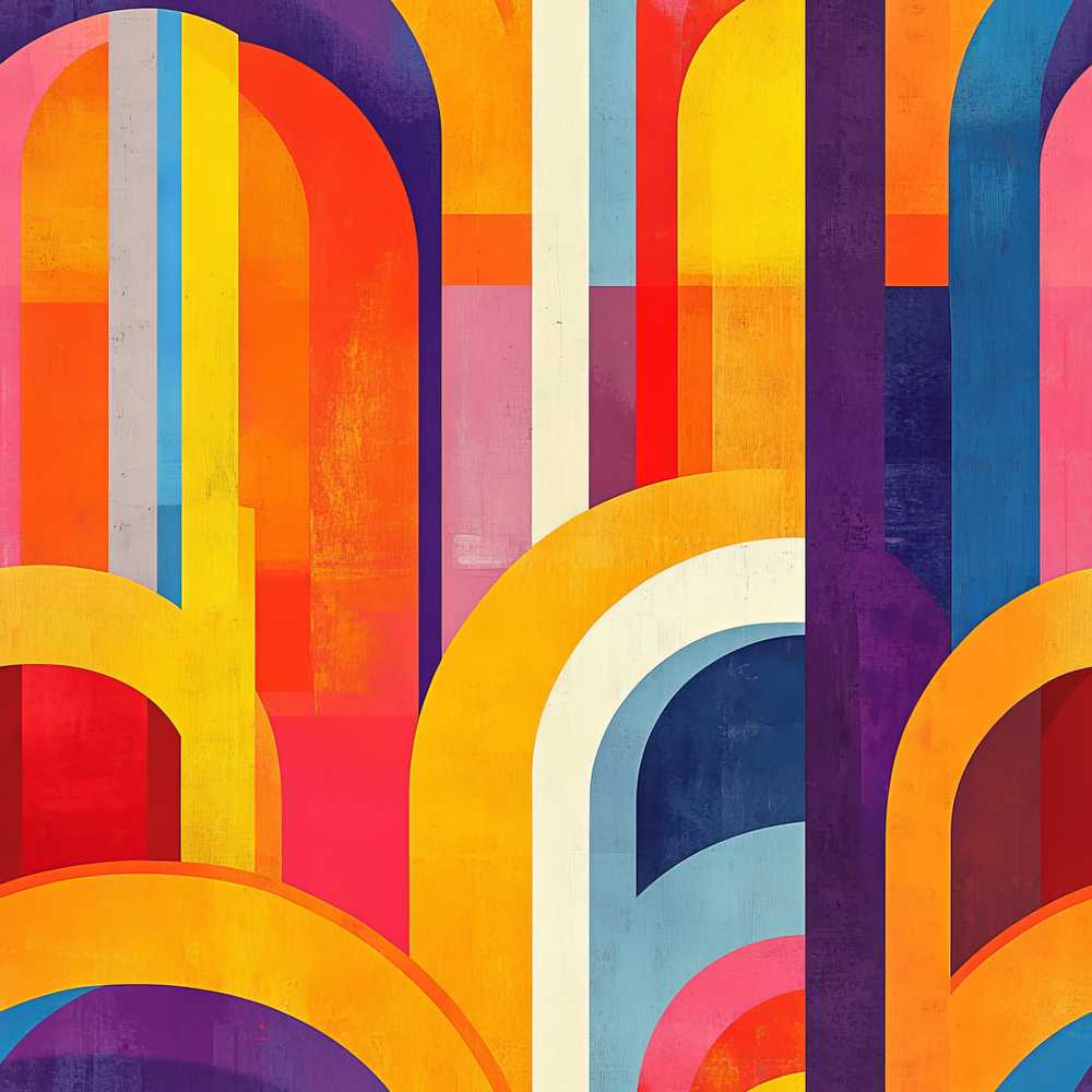 Abstract Geometric Curved Shapes Colorful Modern Art Texture