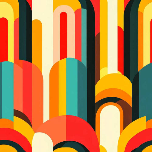 Abstract Curved Shapes Warm Sunset Color Layers Art
