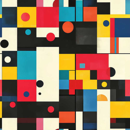 Abstract Colorful Geometric Shapes with Circles Modern Art