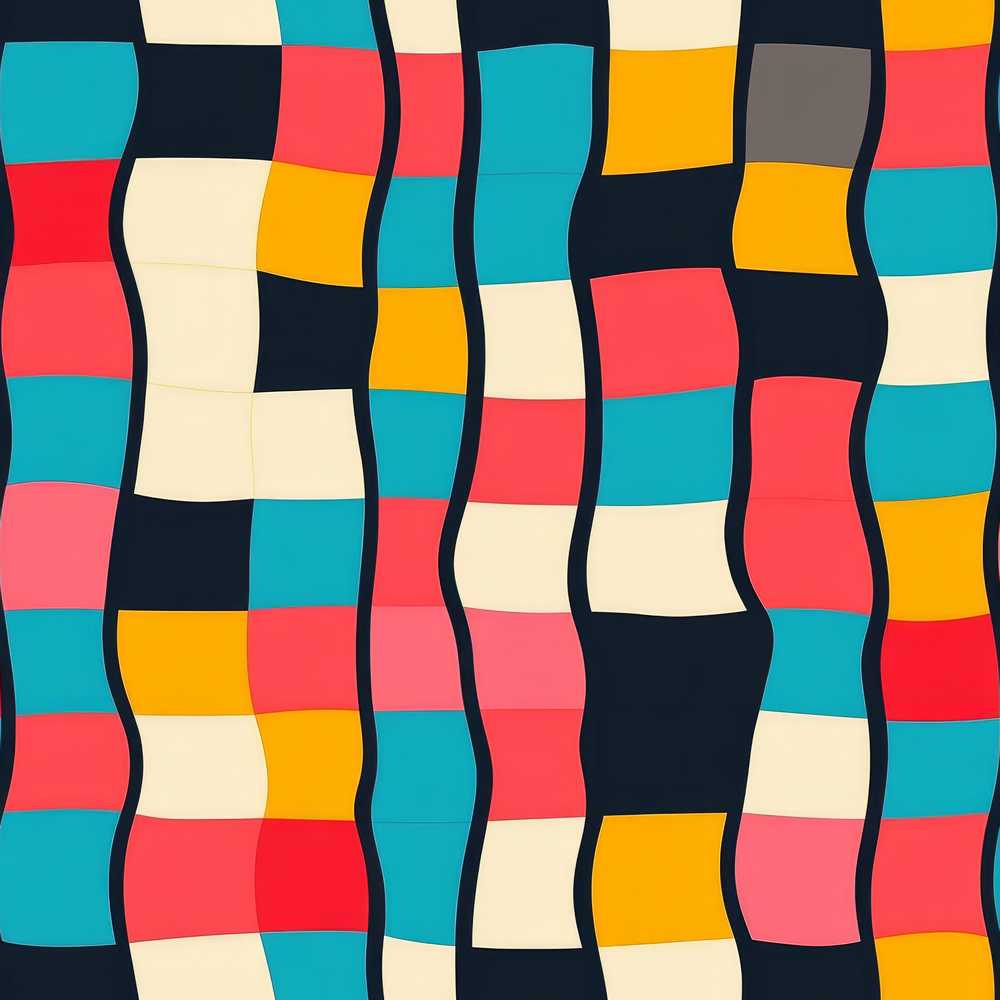 Abstract Wavy Checkered Pattern Soft Pastel Color Blocks