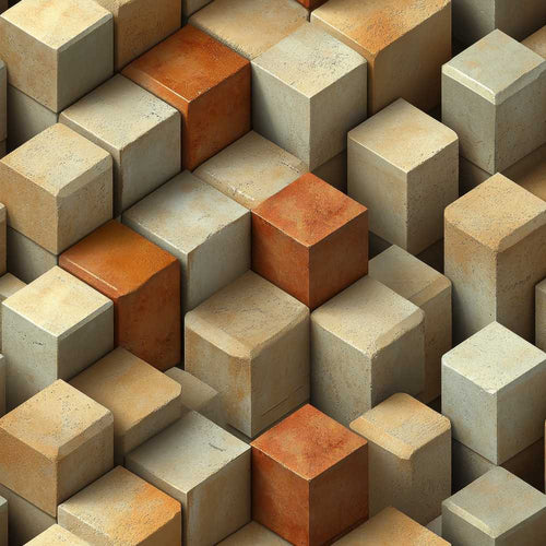 3D Stone Cube Texture Neutral Earth Tone Blocks