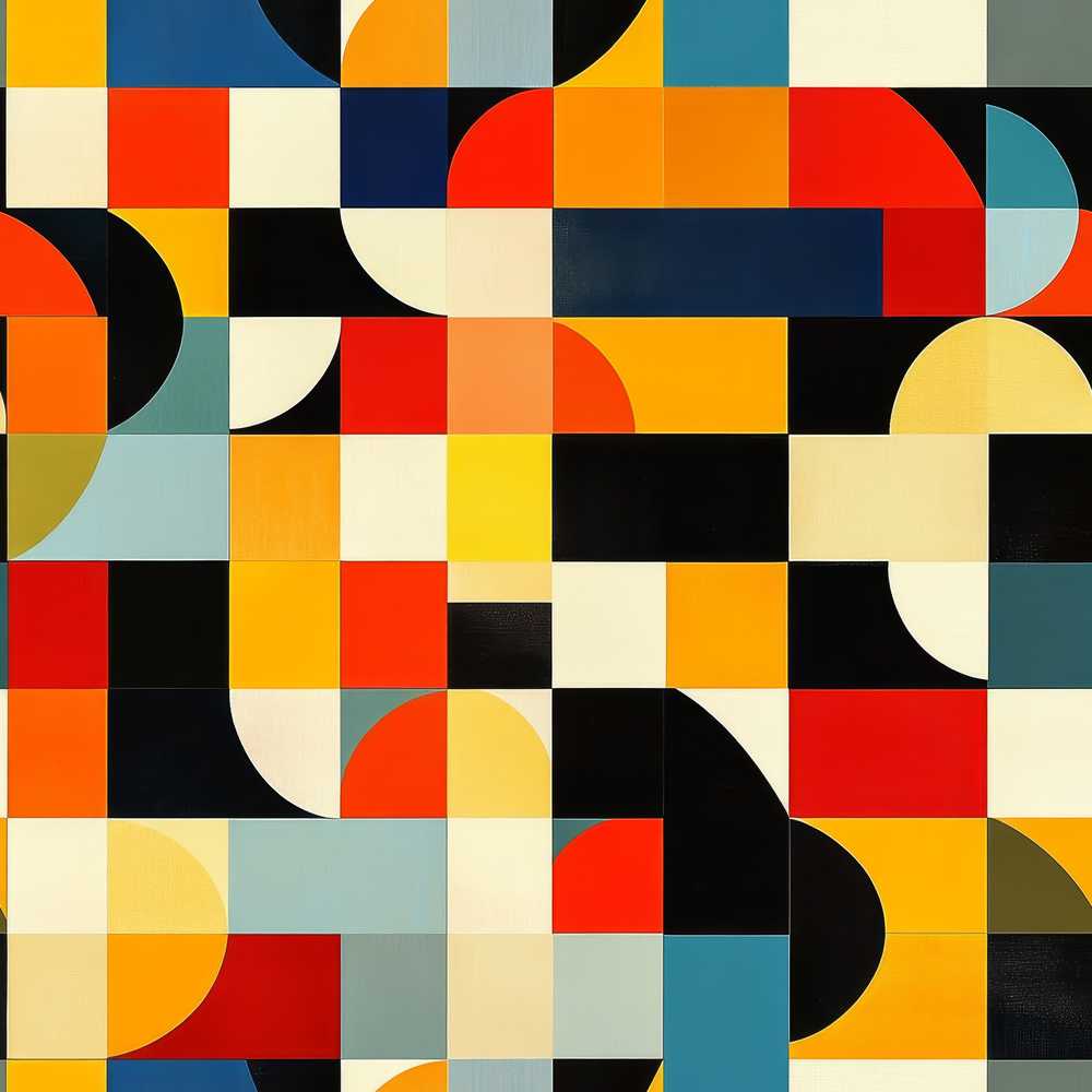 Abstract Patchwork Blocks Warm Bold Colors Art Texture