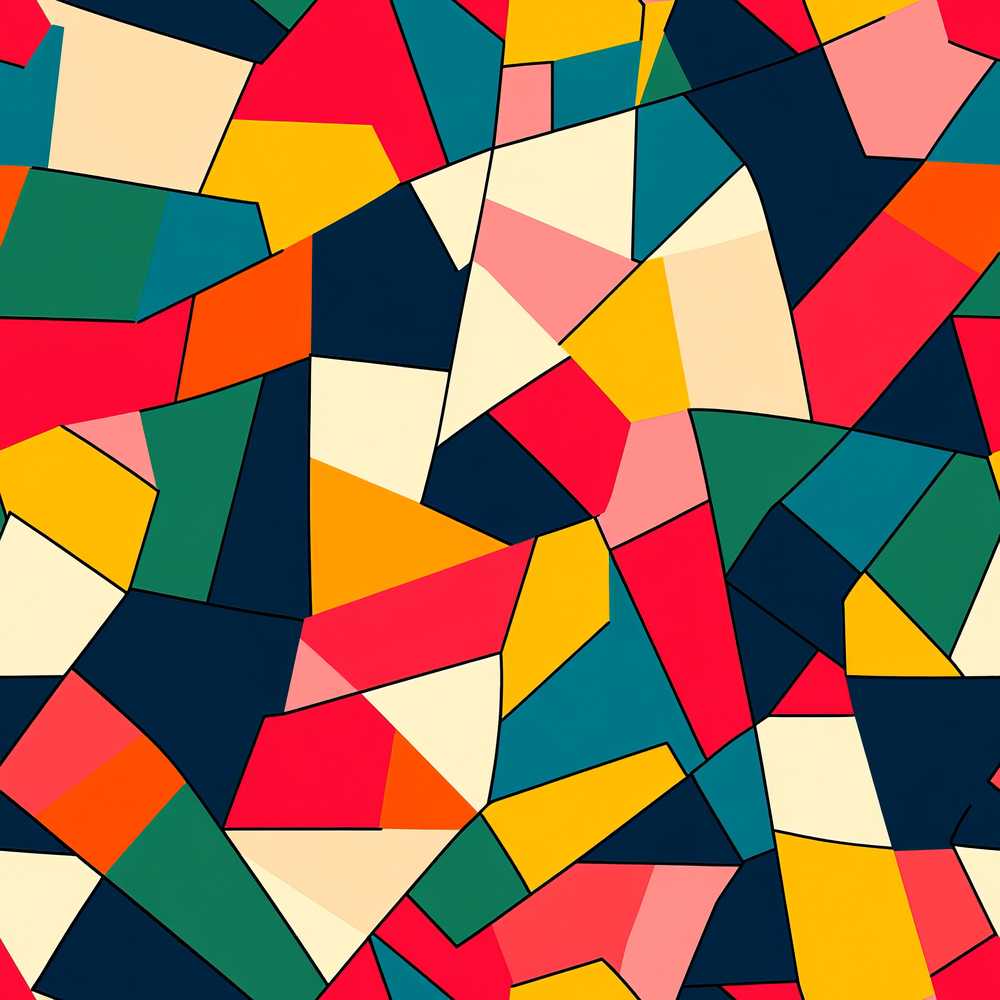 Abstract Polygon Mosaic Bright Vibrant Color Shapes Art
