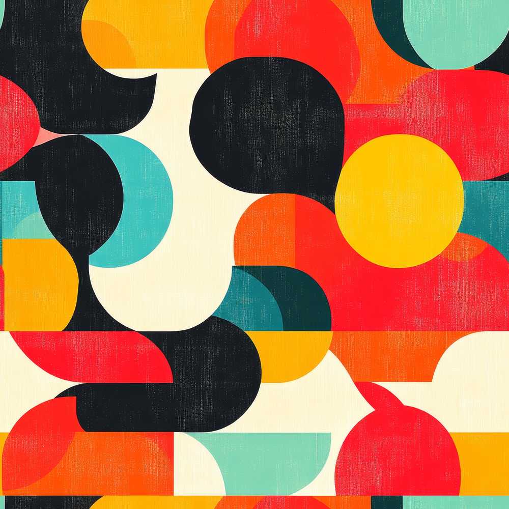 Abstract Organic Rounded Shapes Bold Color Style Art