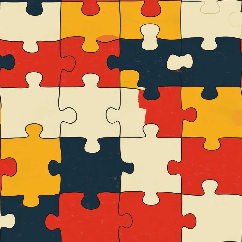 Colorful Puzzle Pieces Interlocking Shapes Fun Style Decorative
