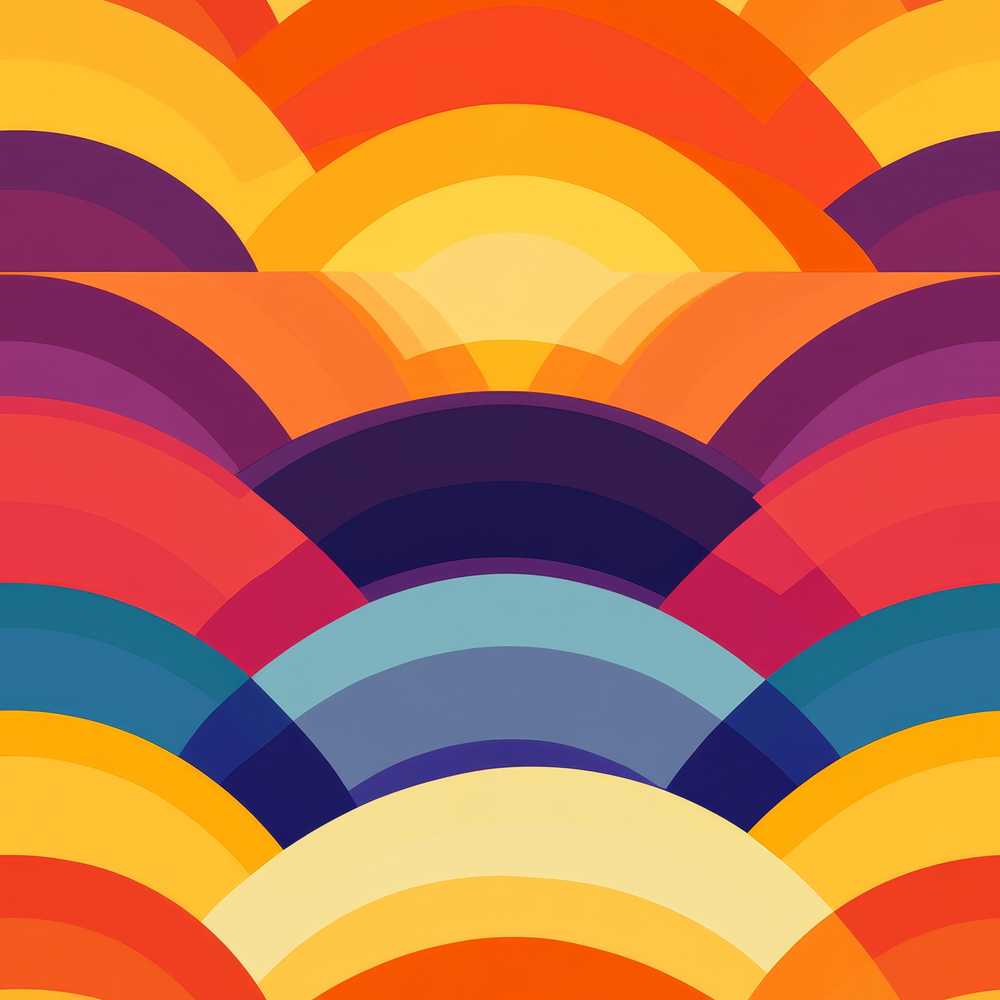 Abstract Rainbow Landscape Curved Layers Style Art Texture