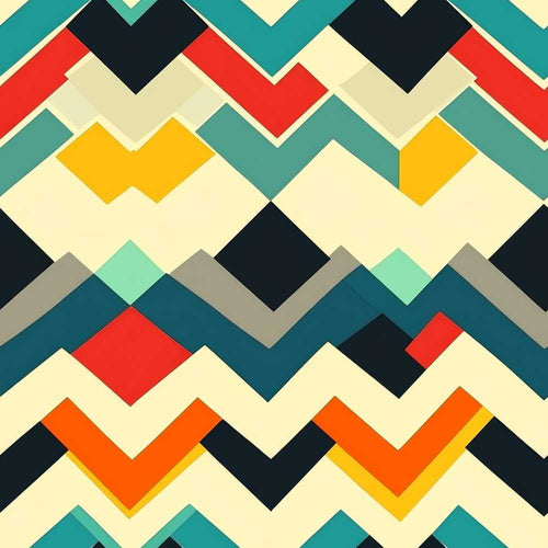 Abstract Zigzag Geometric Shapes Bold Color Blocks Art