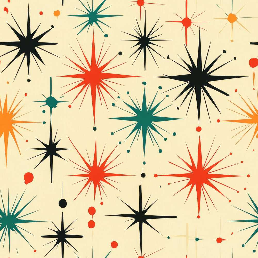 Abstract Atomic Starburst Mid Century Modern Art Texture