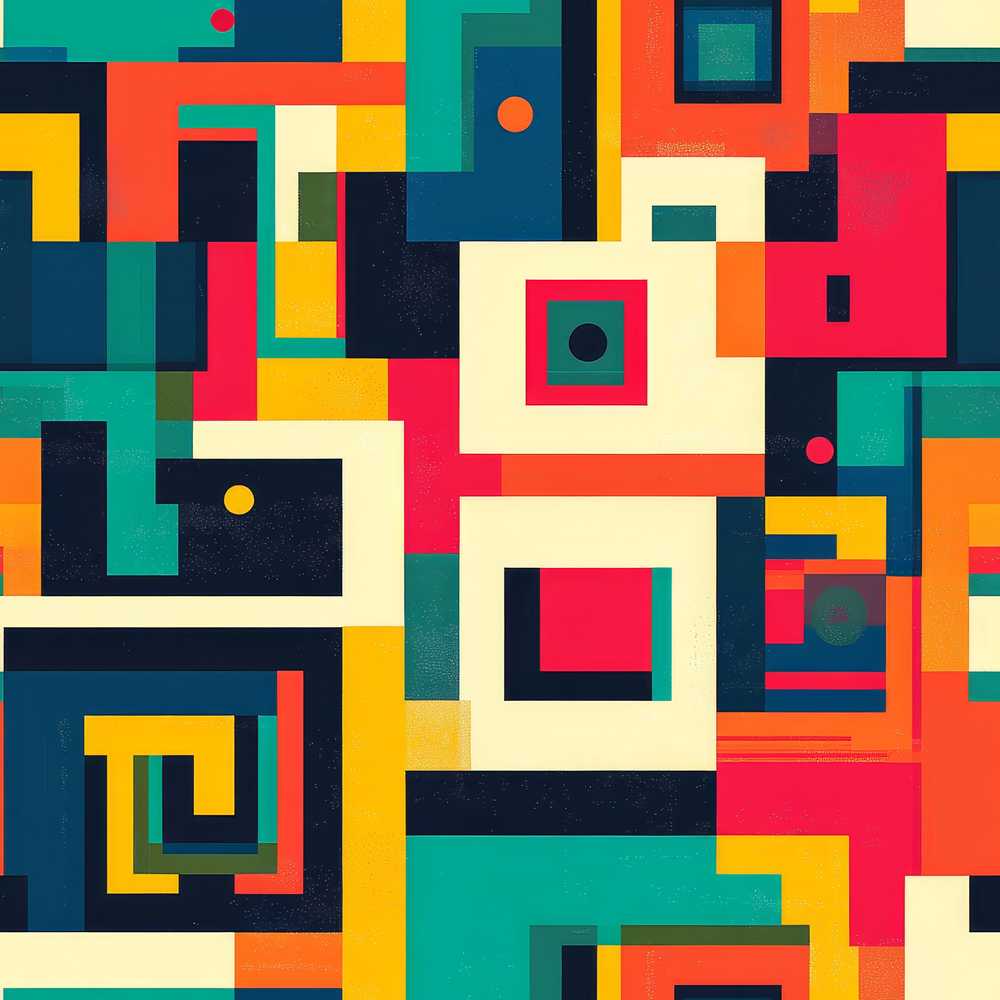 Abstract Colorful Geometric Blocks Modern Art Texture Pattern