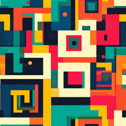 Abstract Colorful Geometric Blocks Modern Art Texture Pattern