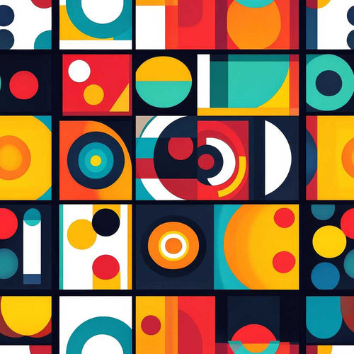Abstract Circular Geometric Shapes Grid Art Texture Pattern