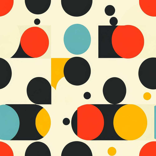 Abstract Bold Circle Shapes Mid Century Modern Art