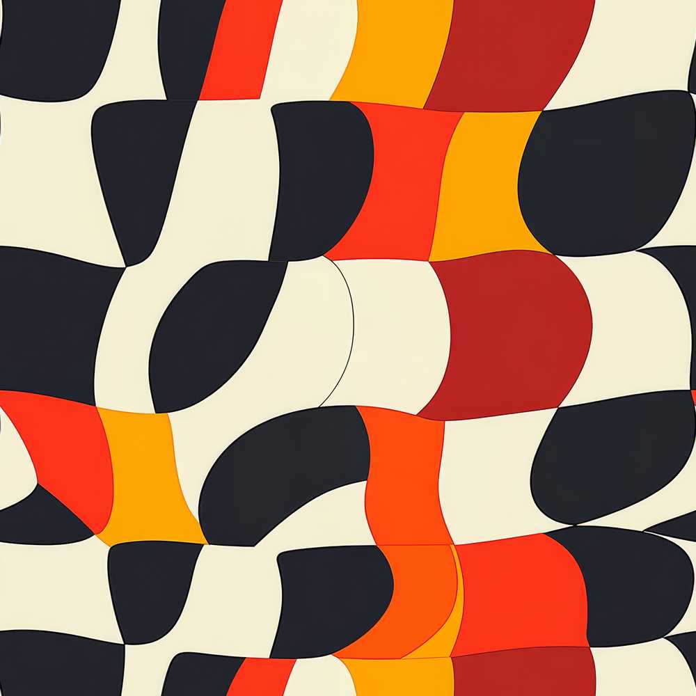 Abstract Wavy Checkerboard Pattern Bold Colors Art Texture