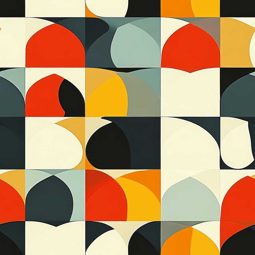 Abstract Rounded Geometric Blocks Colorful Art Texture Pattern