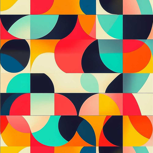 Abstract Geometric Curved Shapes Colorful Art Texture Pattern