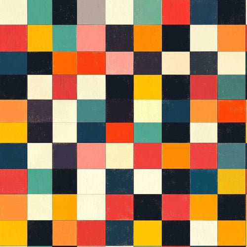 Abstract Vintage Checkerboard Colorful Grid Pattern Art Texture