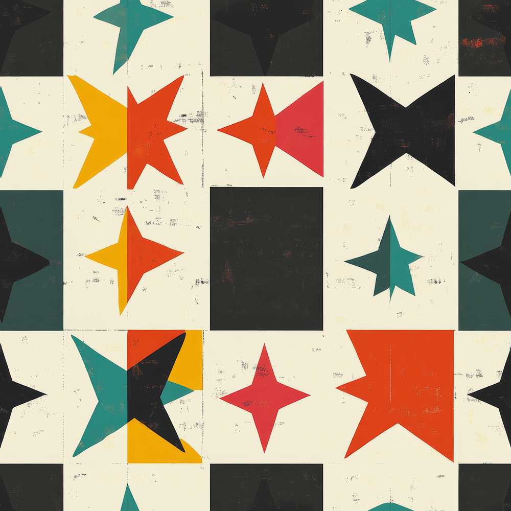 Abstract Starburst Shapes Vintage Texture Art Pattern Design