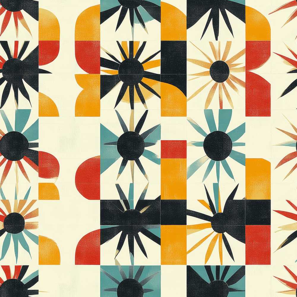 Abstract Sunburst Geometric Shapes Colorful Art Texture Pattern