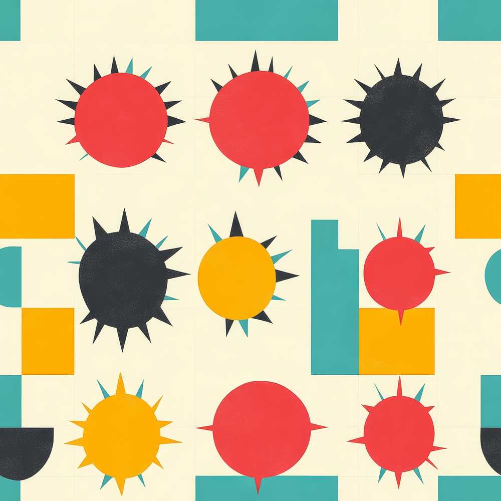 Abstract Spiky Sun Shapes Colorful Art Texture Pattern