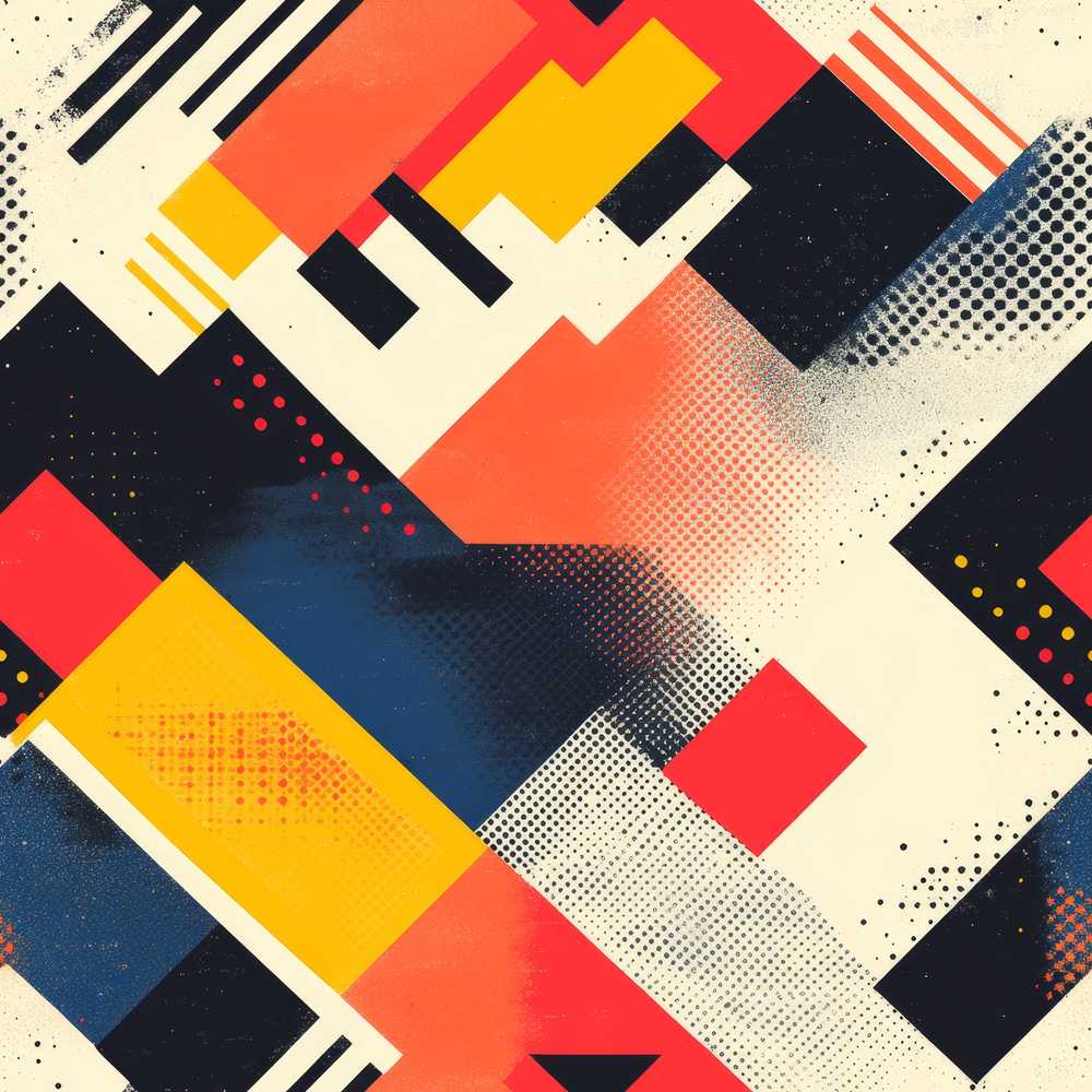 Abstract Halftone Geometric Shapes Colorful Art Texture Pattern