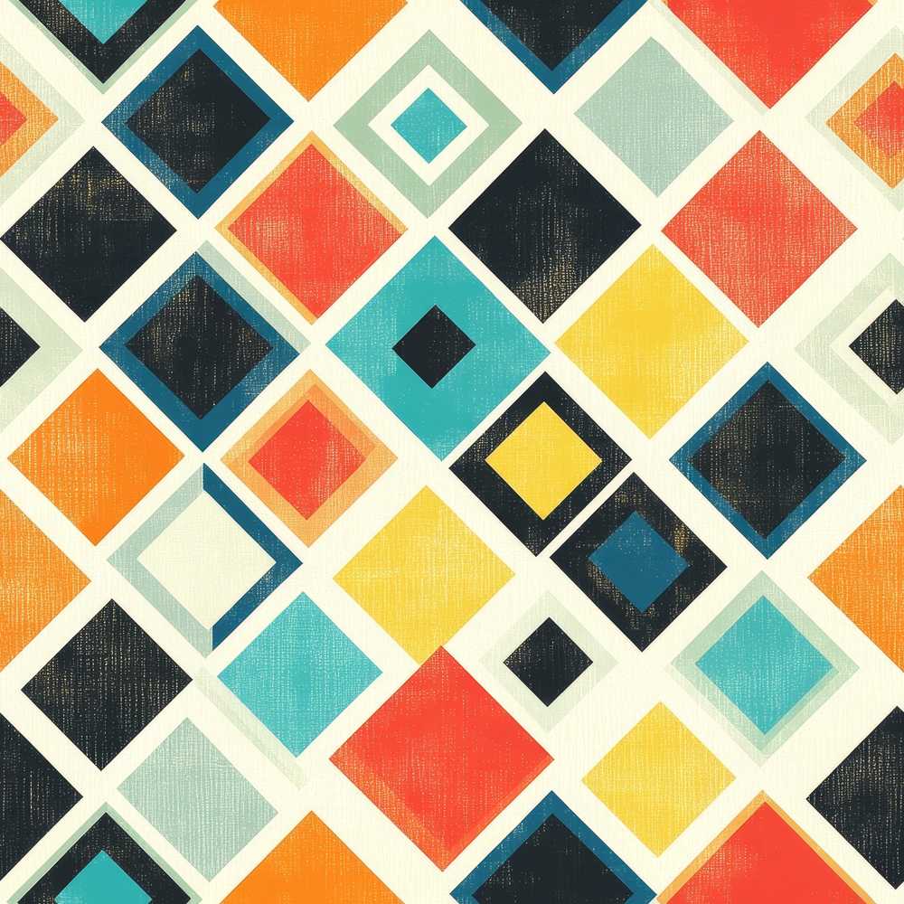 Abstract Mid Century Diamond Shapes Colorful Art Texture
