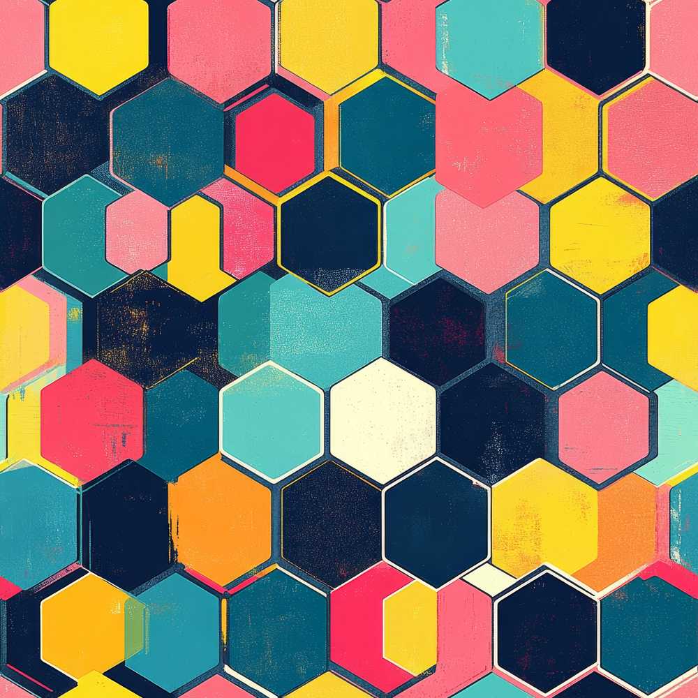 Abstract Colorful Hexagon Tile Geometric Art Texture Pattern