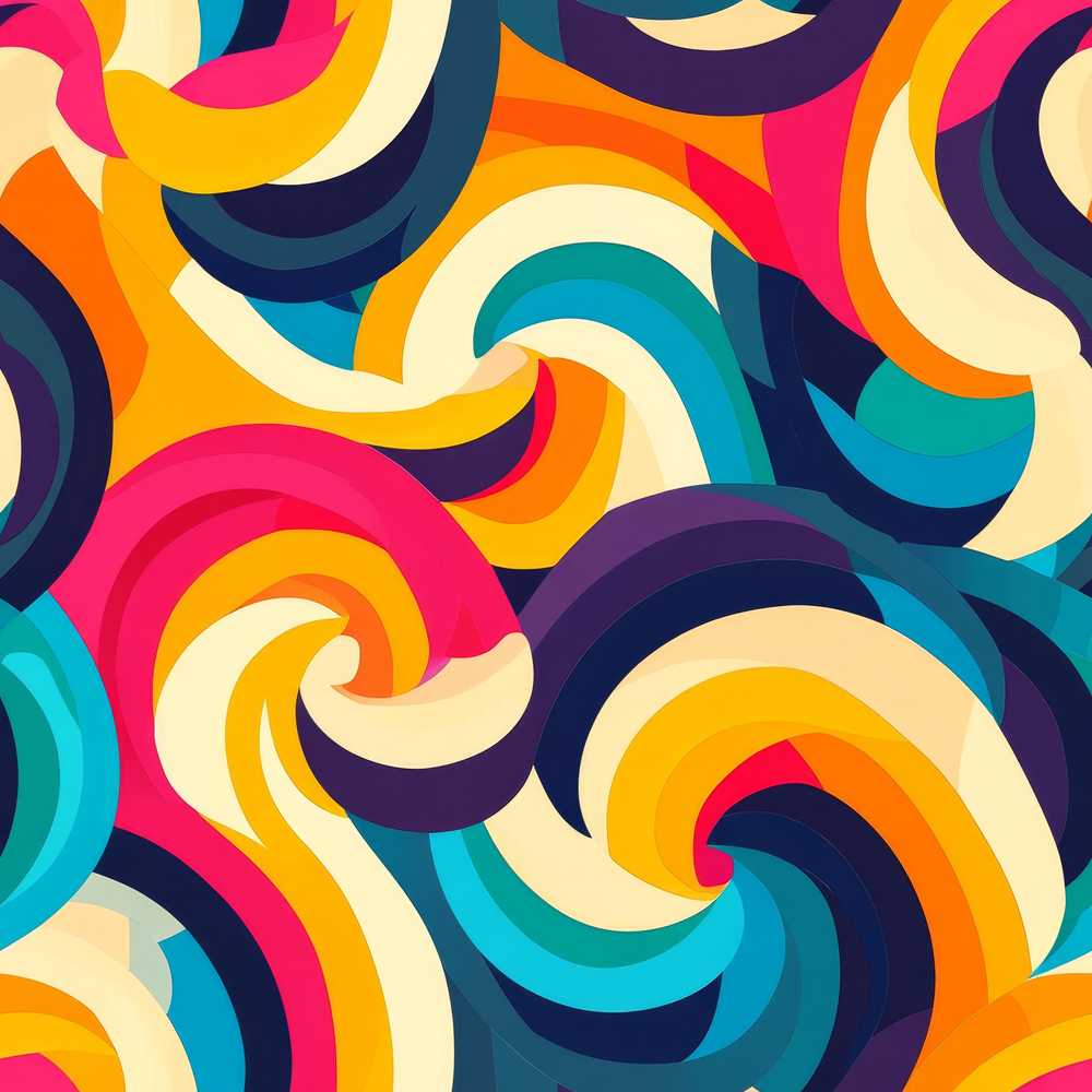 Abstract Vibrant Flowing Curves Swirl Art Texture Pattern
