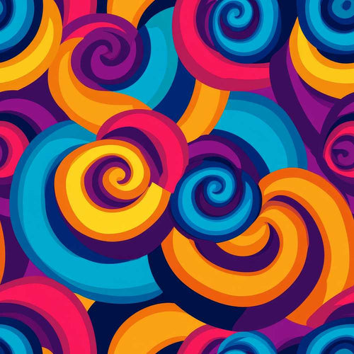 Abstract Psychedelic Spiral Curl Bold Color Art Texture