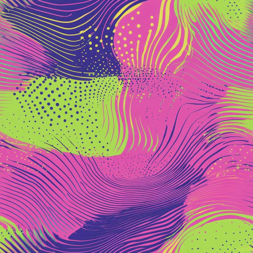 Abstract Neon Wave Lines Dotted Texture Vibrant Art