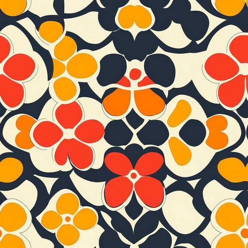 Abstract Floral Shapes Bold Color Wildflower Pattern Botanical