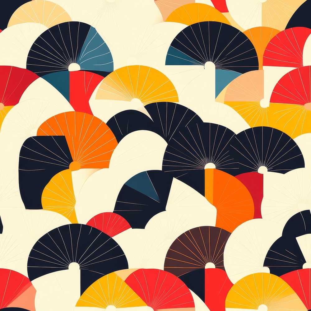 Abstract Japanese Fan Shapes Elegant Art Texture Pattern