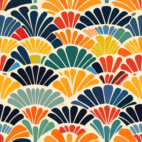 Abstract Art Deco Fan Waves Colorful Texture Pattern