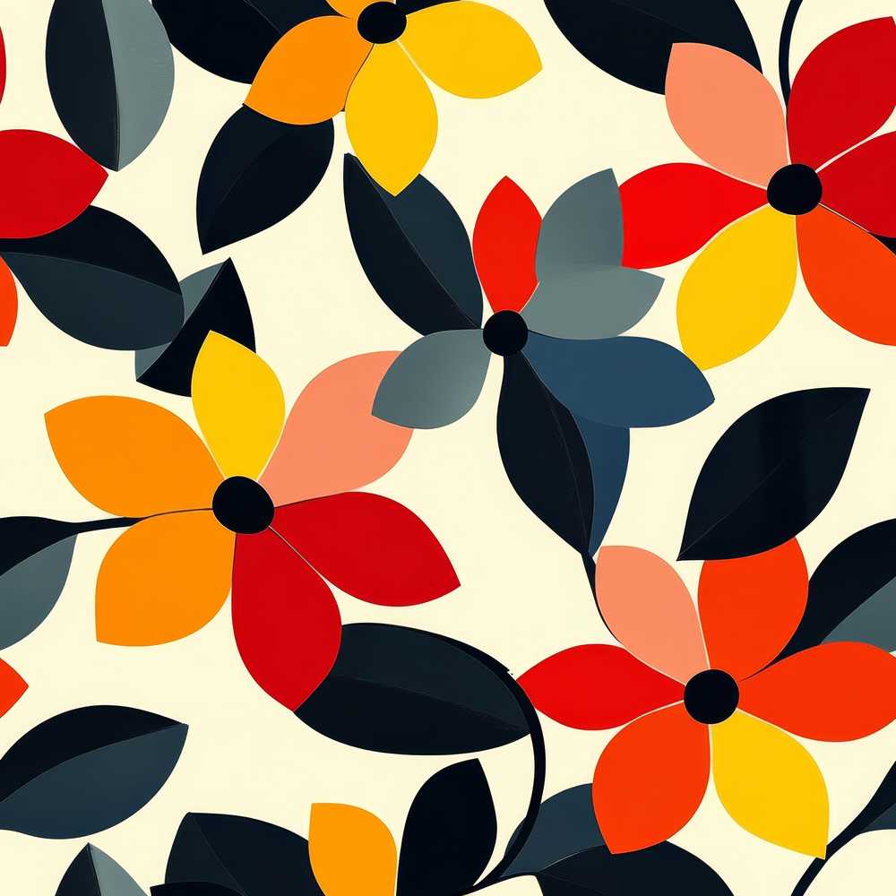 Abstract Floral Petal Leaves Modern Wildflower Pattern Botanical