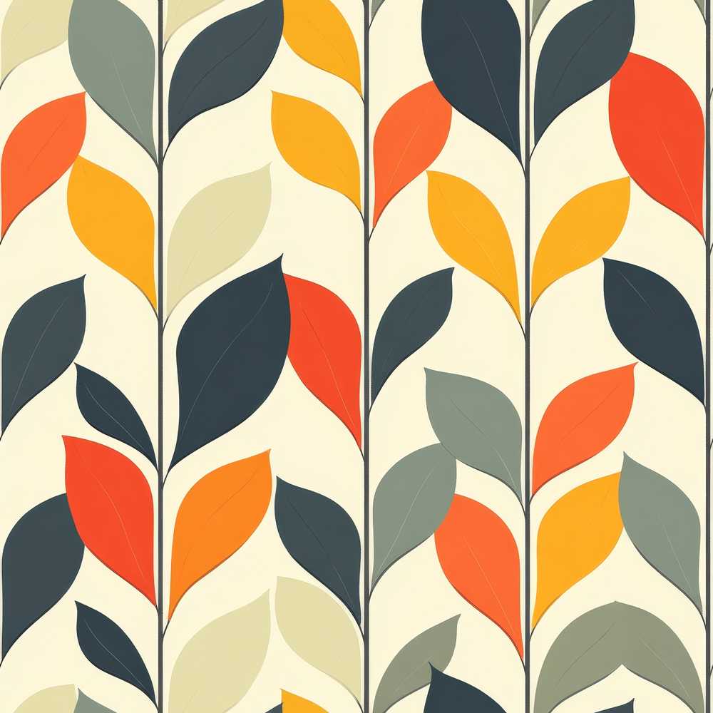 Abstract Modern Leaf Branch Pattern Soft Neutral Background Wildflower
