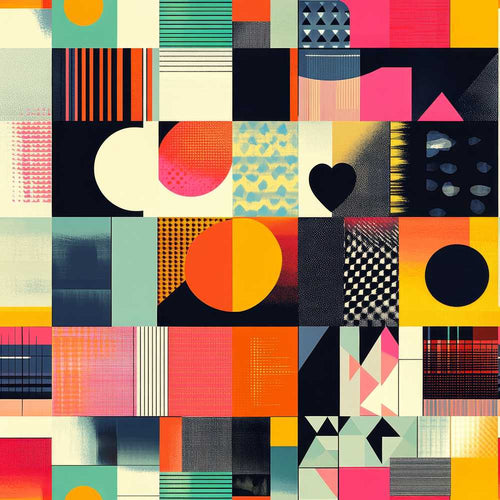 Abstract Patchwork Geometric Textured Blocks Art Texture Pattern