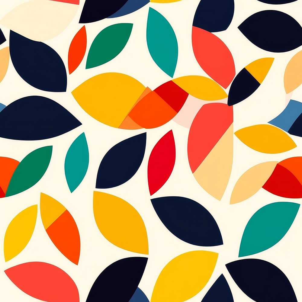 Abstract Colorful Minimal Leaf Shapes Modern Wildflower Pattern Botanical