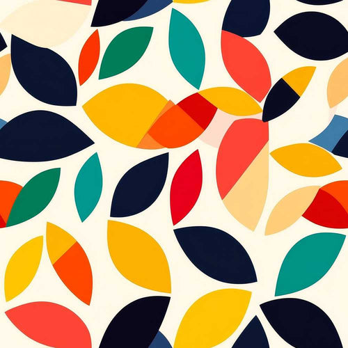 Abstract Colorful Minimal Leaf Shapes Modern Wildflower Pattern Botanical