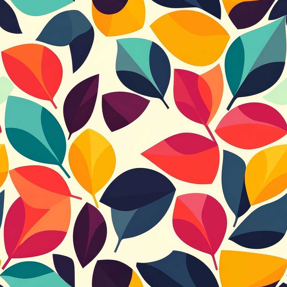 Abstract Bright Leaf Shapes Contemporary Wildflower Pattern Botanical