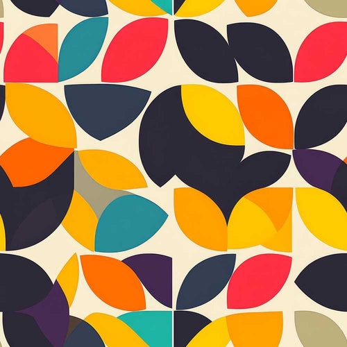 Abstract Modern Leaf Cut Shapes Minimal Style Wildflower Pattern