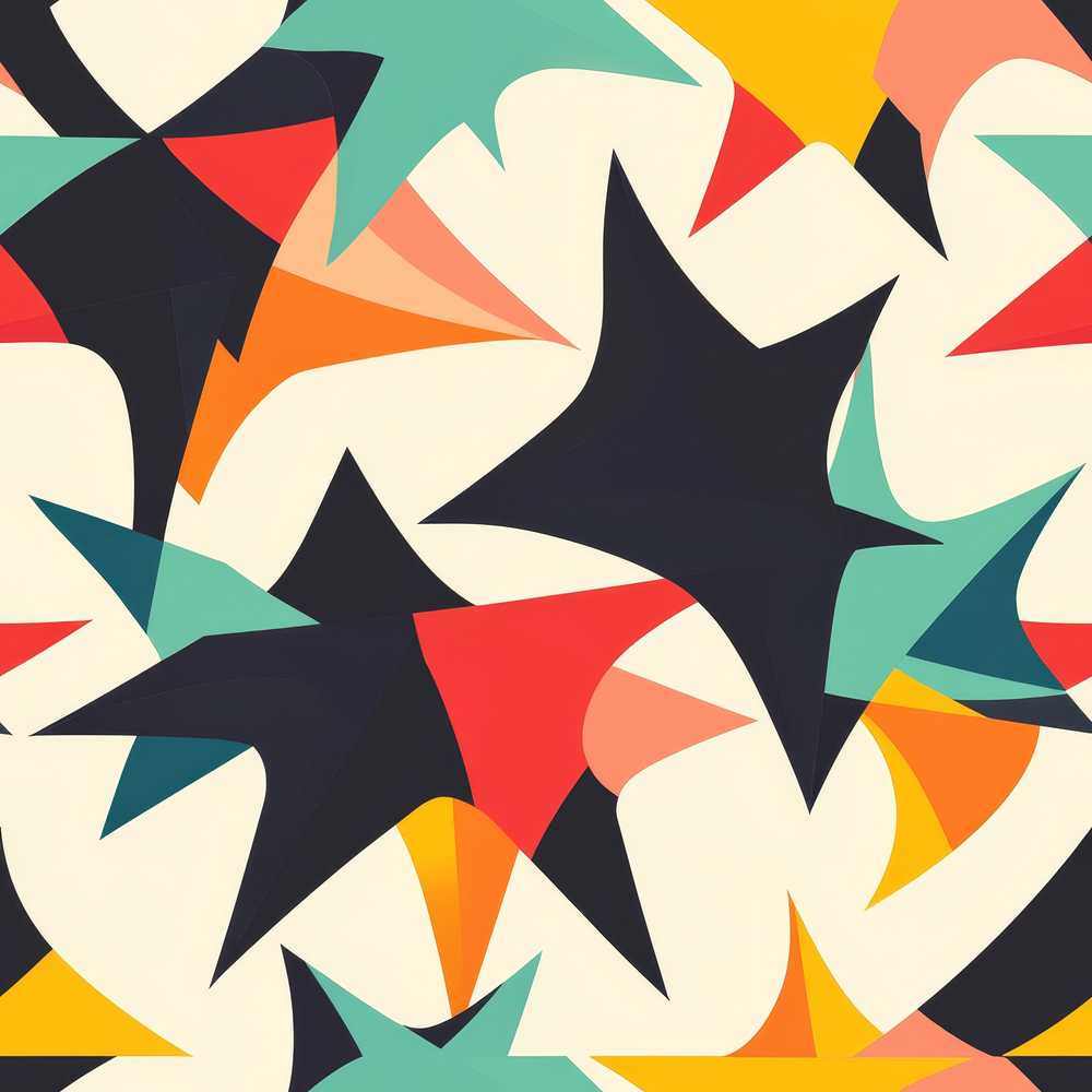 Abstract Bold Starburst Shapes Modern Art Texture Pattern