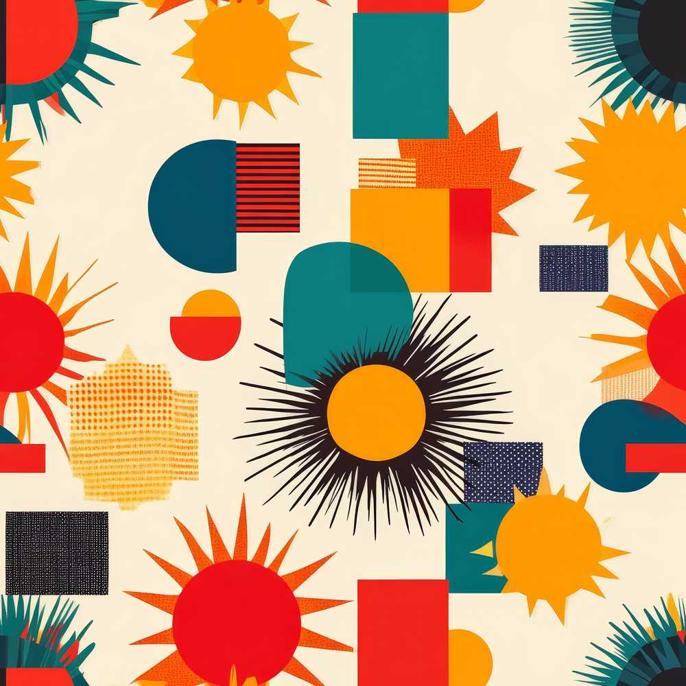 Abstract Geometric Sunburst Shapes Mid Century Art Texture