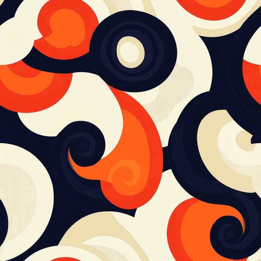 Abstract Swirl Shapes Bold Contrast Art Texture Pattern