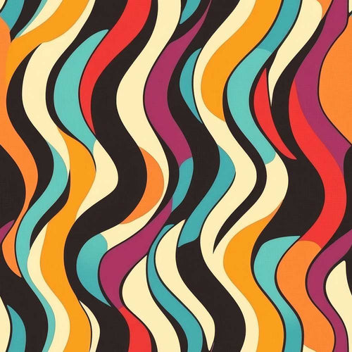 Abstract Wavy Stripe Pattern Vibrant Color Flow Art