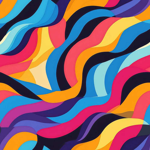 Abstract Curved Ribbon Layers Bright Color Motion Art
