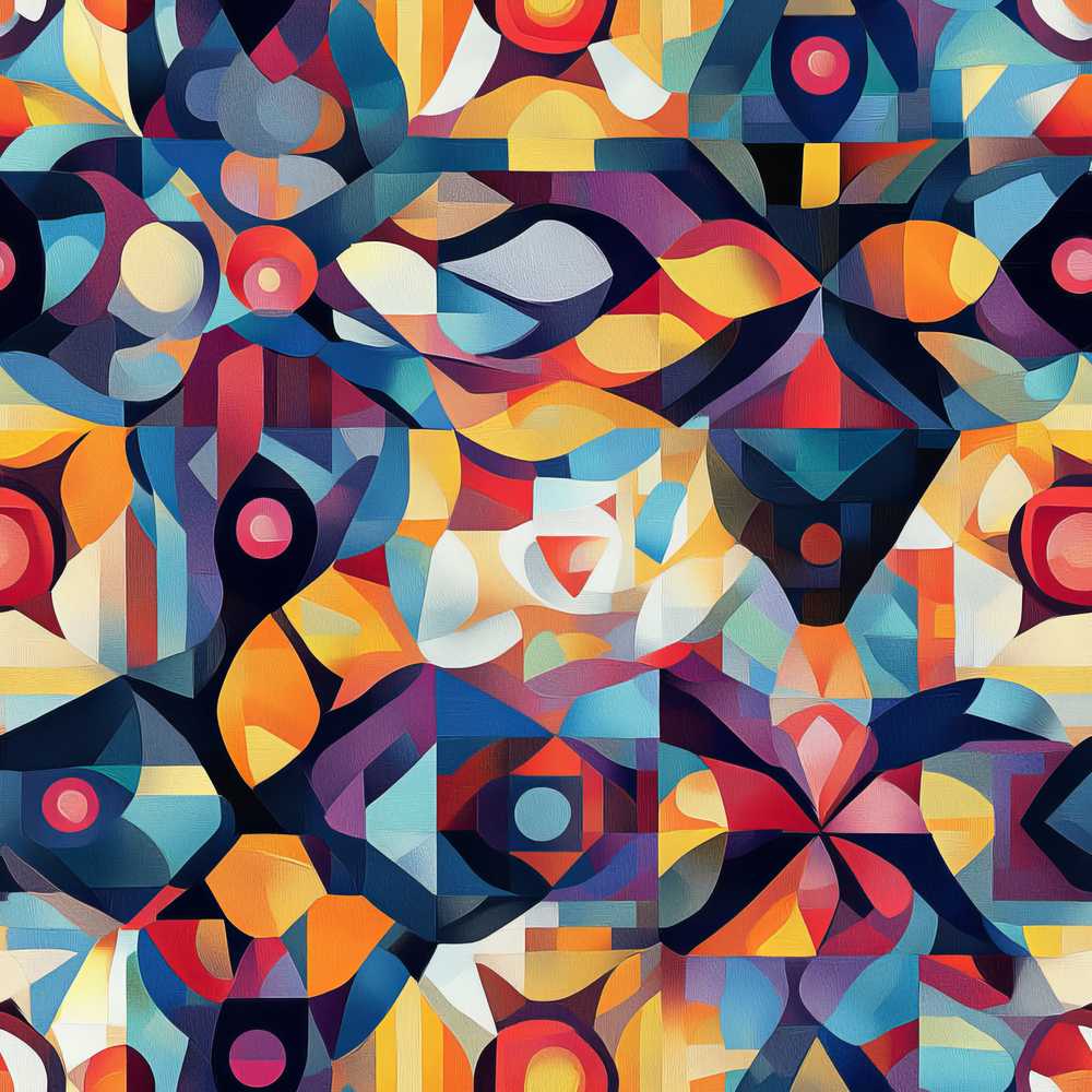 Abstract Cubist Mosaic Shapes Artistic Color Fusion Art