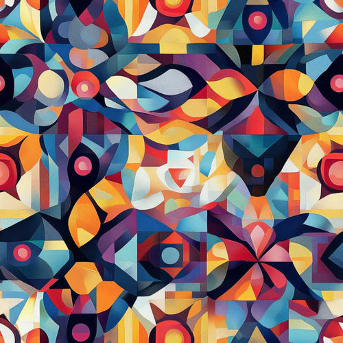 Abstract Cubist Mosaic Shapes Artistic Color Fusion Art