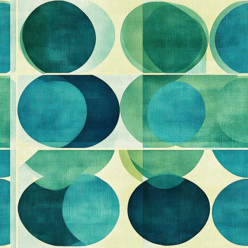 Abstract Green Circle Shapes Mid Century Modern Style