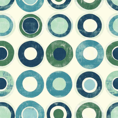 Abstract Blue Green Ring Circle Repeat Minimal Geometric