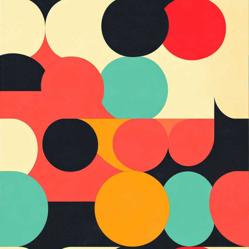 Abstract Bold Color Circle Pop Art Geometric Shapes