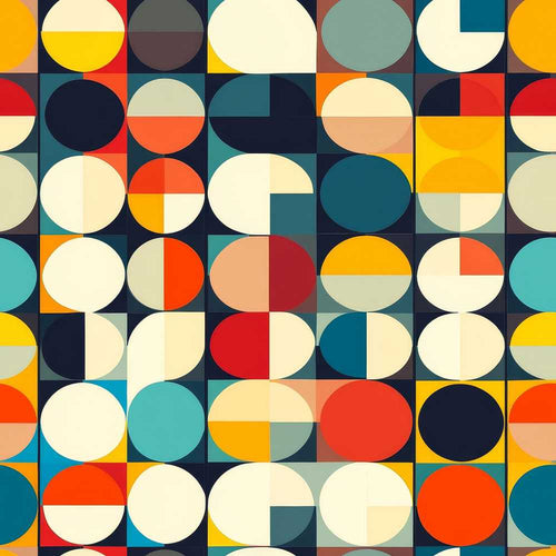 Abstract Oval Grid Color Block Mid Century Pattern